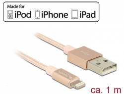 83875 Delock USB adat- és töltőkábel iPhone™, iPad™ és iPod™ készülékhez rozéarany 1 m