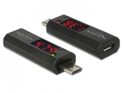 65682 Delock Micro USB adaptér s LED indikátorem pro Volty a Ampéry