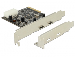 89442 Delock Carte PCI Express x4 > 2 x externes SuperSpeed USB 10 Gbps (USB 3.1 Gen 2) USB Type-C™ femelle