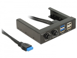 62685 Delock Panneau avant de 3.5″ > 2 x USB 3.0 + 2 x USB 2.0 et contrôle du ventilateur