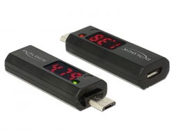 65656 Delock Micro USB adaptér s LED indikátorem pro Volty a Ampéry