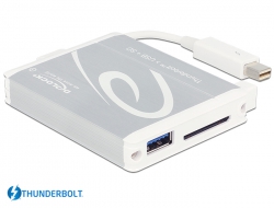 91723 Delock Adaptador Thunderbolt™ > 1 x USB 3.0 Tipo-A hembra + Lector de tarjetas SD UHS-II