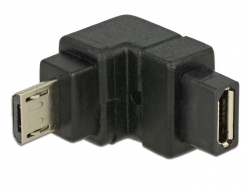 65668 Delock Adapter USB 2.0 Micro-B Stecker > USB 2.0 Micro-B Buchse gewinkelt unten 