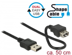 83663 Delock Kabel EASY-USB 2.0 Typ-A Stecker > EASY-USB 2.0 Typ-A Buchse ShapeCable 0,5 m