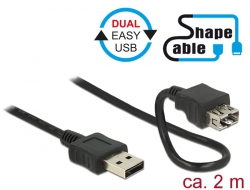 83665 Delock Kabel EASY-USB 2.0 Typ-A Stecker > EASY-USB 2.0 Typ-A Buchse ShapeCable 2 m