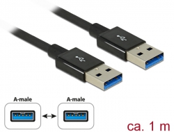 83982 Delock SuperSpeed USB-kábel, 10 Gbps (USB 3.1 Gen 2) USB Type-A csatlakozódugóval > USB Type-A csatlakozódugóval (1 m, koaxiális, fekete, prémium)