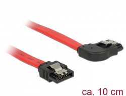 83966 Delock SATA 6 Gb/s kábel egyenes - jobbra 90 fok 10 cm vörös