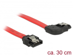 83968 Delock SATA 6 Gb/s kábel egyenes - jobbra 90 fok 30 cm vörös