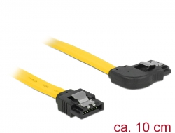 83959 Delock SATA 6 Gb/s kábel egyenes - jobbra 90 fok 10 cm sárga