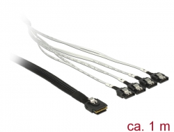 83306 Delock Cable Mini SAS SFF-8087 > 4 x SATA 7 pin 1 m metal