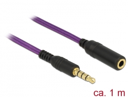 84794 Delock Verlängerungskabel Audio Klinke 3,5 mm Stecker / Buchse iPhone 4 Pin 1 m violett