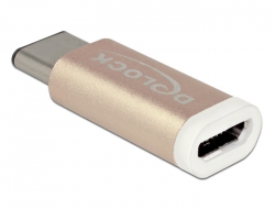 65677 Delock Αντάπτορας USB 2.0 τύπου Micro-B θηλυκό > USB Type-C™ 2.0 αρσενικό χάλκινου χρώματος