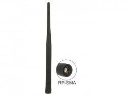 89462 Delock Antena ISM 169 MHz z męskim wtykiem RP-SMA, 0 dBi, dookólna, nieruchoma, w kolorze czarnym