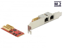 62684 Delock M.2 Adapter M.2 > 2 x RJ45 Gigabit LAN port (USB 3.0)
