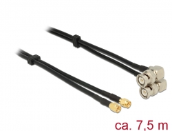 12471 Delock Anténní Kabel SMA konektor> BNC konektor 90 ° Dvojitý kabel RG-58 A / U 7,5 m