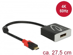 62727 Delock Adapter USB Type-C™, wtyk męski > DisplayPort, wtyk żeński (tryb alternatywny DP) 4K 60 Hz