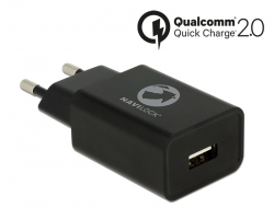 62675 Navilock Chargeur 1 x USB type A avec Qualcomm® Quick Charge™ 2.0 noir