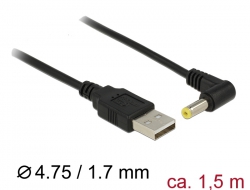 83576 Delock Cable USB Power > DC 4.75 x 1.7 mm Male 90° 1.5 m