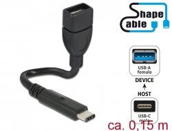 83932 Delock Kabel USB 2.0 Type-C™ Stecker > USB 2.0 Typ-A Buchse ShapeCable 0,15 m