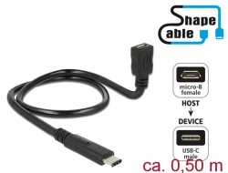 83931 Delock Kabel USB 2.0 Micro-B Buchse > USB 2.0 Type-C™ Stecker ShapeCable 0,50 m
