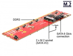 62622 Delock Adapter DDR3 > SATA 6Gb/s RAID Modul - 2 x M.2 NGFF