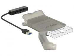 62742 Delock Átalakító USB 3.0-s, A-típusú csatlakozódugóval > SATA 6 Gb/s 22 tűs, 2.5″-os védőburkolattal