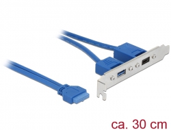 84930 Delock Support d'emplacement embase 1 x USB 3.1 19 broches femelle interne > 1 x USB Type-C™ femelle + 1 x USB Type-A femelle externe