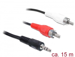 84943 Delock Cable Audio 3.5 mm stereo jack male > 2 x RCA male 15 m