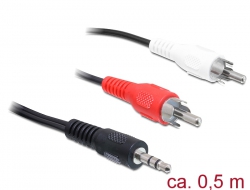 84941 Delock Cable Audio 3.5 mm stereo jack male > 2 x RCA male 0.5 m