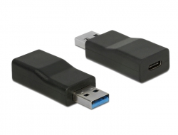 65696 Delock Konverter USB 10 Gbps Typ-A Stecker > USB Type-C™ Buchse Aktiv schwarz