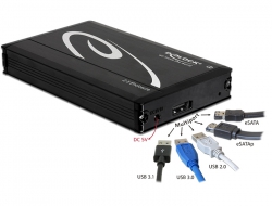 42556 Delock 2.5″ Externes Gehäuse SATA HDD > Multiport SuperSpeed USB 10 Gbps (USB 3.1 Gen 2) (bis 15 mm HDD)
