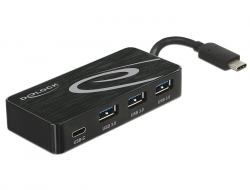 62537 Delock Hub USB 3.1 Gen 1 extern USB Type-C™ > 3 x USB 3.0 Tip-A + 1 x USB Type-C™