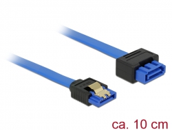 84970 Delock Prodlužovací kabel SATA 6 Gb/s samice přímý > SATA samec přímý 10 cm modrý západka