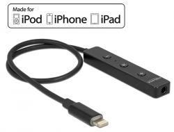65834 Delock Adaptor audio, 8 pini, Lightning™ tată > mufă stereo mamă cu telecomandă pentru iPhone 7