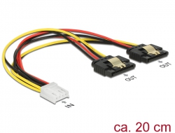 85248 Delock Cablu de alimentare Floppy cu 4 pini mamă > 2 conectori SATA cu 15 pini mamă, metal, 20 cm