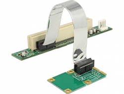 41359 Delock Bővítőkártya Mini PCI Express > 1 x PCI csatlakozó rugalmas 13 cm kábellel, bal oldali beillesztéssel