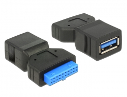 65288 Delock Adapter USB 3.0 Pin Header 19 Pin Buchse > USB 3.0-A Buchse