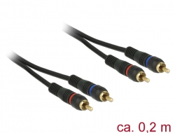 85219 Delock Cablu 2 x RCA tată > 2 x RCA tată, de 0,2 m coaxiale OFC negru