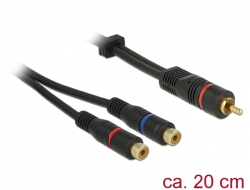 85225 Delock Cablu 1 x RCA tată > 2 x RCA mamă, de 20 cm OFC negru