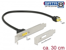 84952 Delock Supporto per slot SATA 6 Gb/s interno femmina > SATA maschio a 8 pin alimentazione esterna da 30 cm