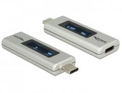 65844 Delock USB Type-C™ PD adapter OLED kijelzővel feszültség és áramerősség mérésére – kétirányú 