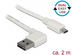 85172 Delock Kabel EASY-USB 2.0 Typ-A Stecker gewinkelt links / rechts > EASY-USB 2.0 Typ Micro-B Stecker weiß 2 m