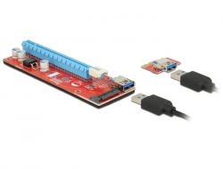 41423 Delock Γρήγορη Κάρτα Riser PCI x1 > καλώδιο x16 με 60 εκ. USB