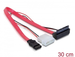 82551 Delock Kabel Micro SATA Stecker > 2 Pin Power 5 V / 3,3 V + SATA 7 Pin 30 cm oben gewinkelt