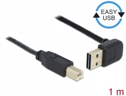 83539 Delock Câble EASY-USB 2.0 Type-A mâle coudé vers le haut / bas > USB 2.0 Type-B mâle 1 m
