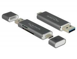 91499 Delock Lecteur de carte USB Type-C™ / USB 3.1 Gen 1 Type-A > SD / MMC + Micro SD