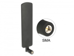 89604 Delock LTE antenna SMA-dugó 2 dBi mindenirányú, dönthető csatlakozással (fekete színű)