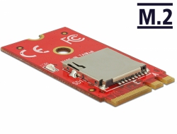 62979 Delock Adaptateur M.2 Key A+E > 1 x fente de carte Micro SD
