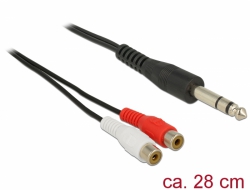 85474 Delock Câble Audio prise jack stéréo de 6,35 mm mâle > 2 x RCA femelle 28 cm