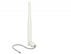 89619 Delock WLAN 802.11 b/g/g/n Antenna I-PEX Inc., MHF® I maschio 3 dBi omnidirezionale 1.13 12 cm flessibile Clip bianco